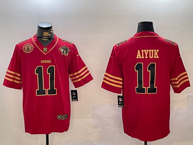 Men San Francisco 49ers #11 Aiyuk Red Gold 2024 Nike Limited NFL Jersey style 12302